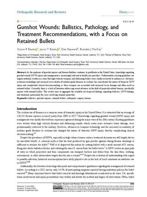 (PDF) Gunshot Wounds: Ballistics, Pathology, and .